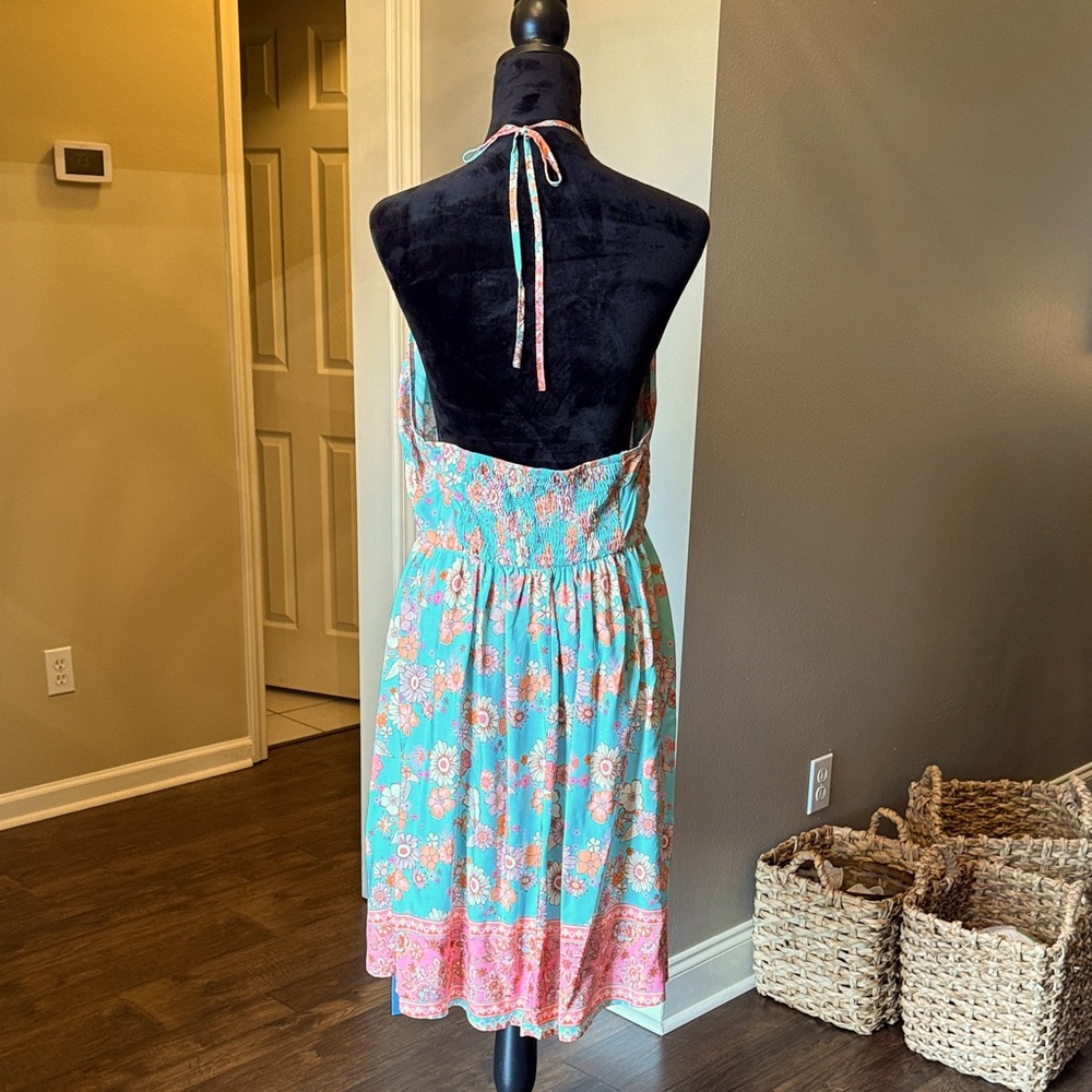 Cupshe Floral Halter Dress in Pink and Blue - Picture 4 of 8